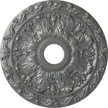 Spring Leaf Ceiling Medallion (Fits Canopies up to 5 5/8"), 19 7/8"OD x 3 5/8"ID x 1 1/4"P, Silver